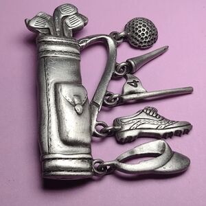 Stylish Silver Golf Bag Brooch